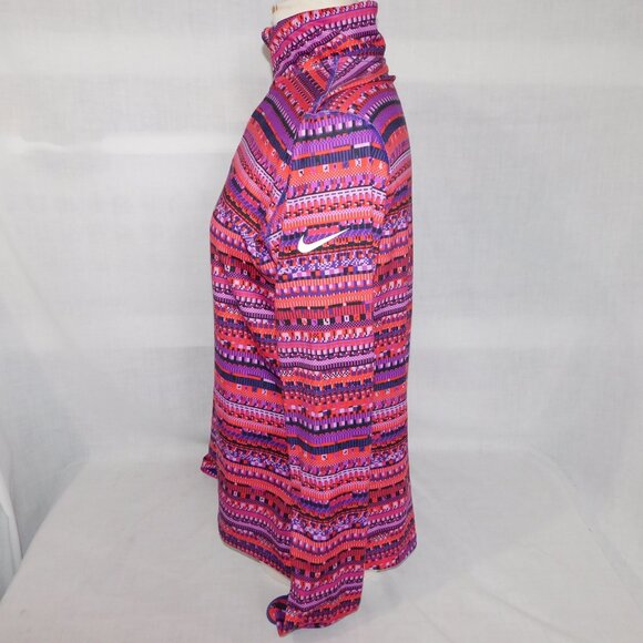 NIKE PRO Dri Fit Women XL Pink Purple Aztec LS 1/2 Pullover Training Top Jacket - Picture 8 of 13